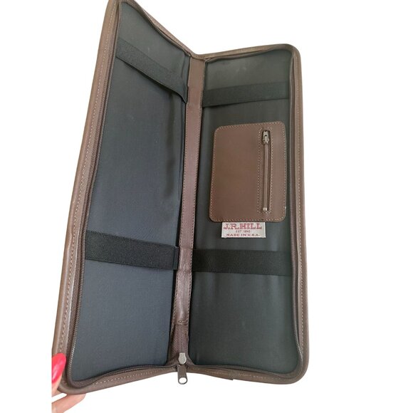 JR HILL Men's Vintage Brown Leather Travel Tie Holder - Picture 6 of 8